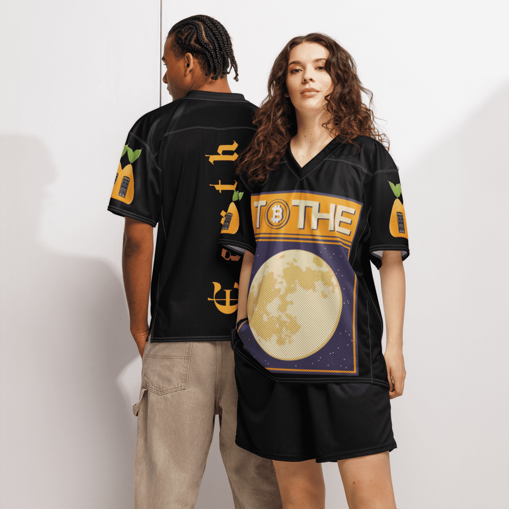 Two people wearing moon-themed graphic shirts.