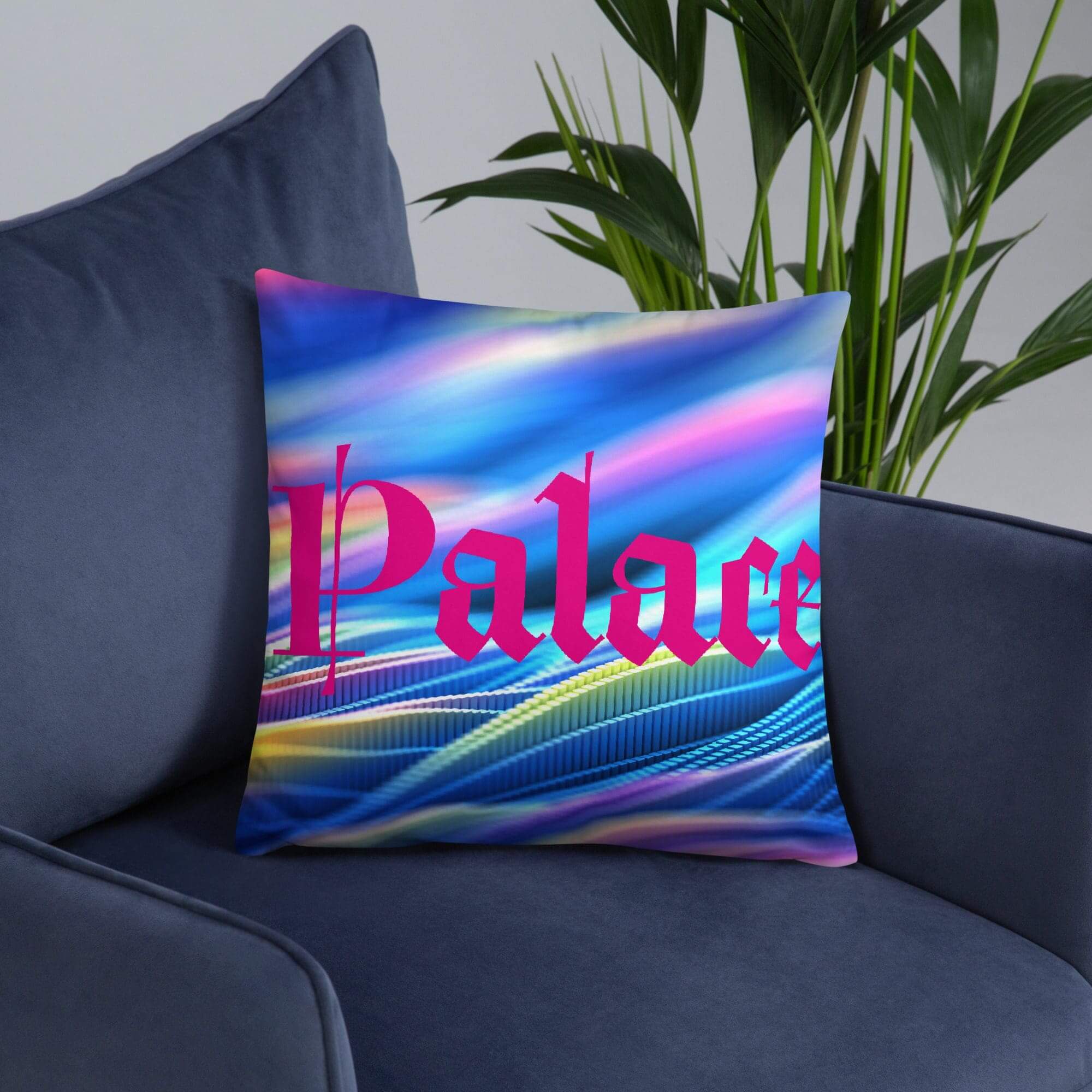 Cushion with colorful "Palace" design.
