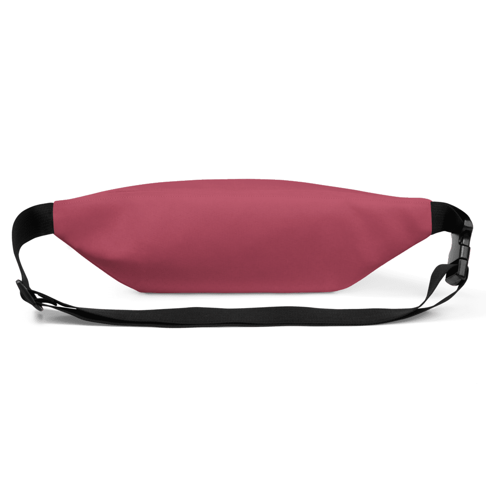 Red waist bag on black background.