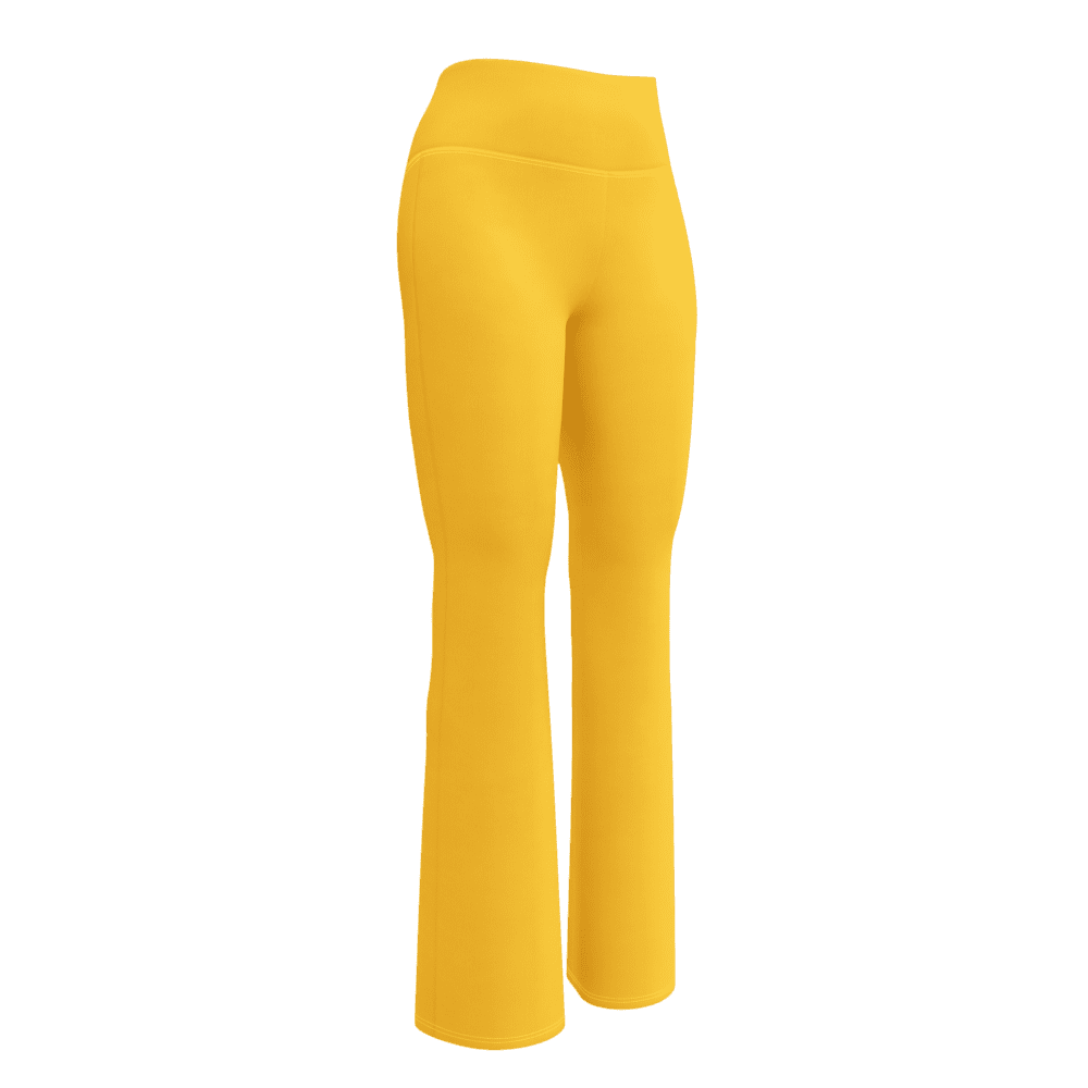 Yellow yoga pants on black background.
