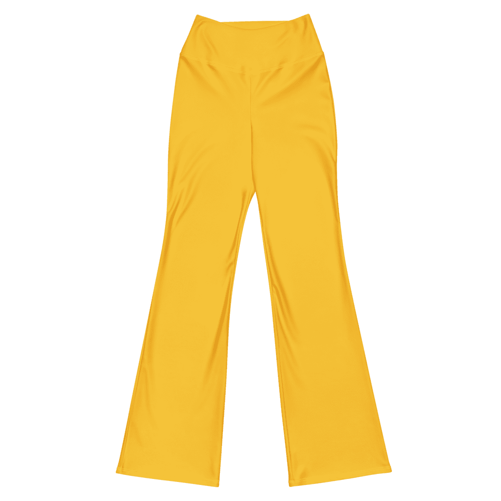 Yellow high-waist flared pants on black