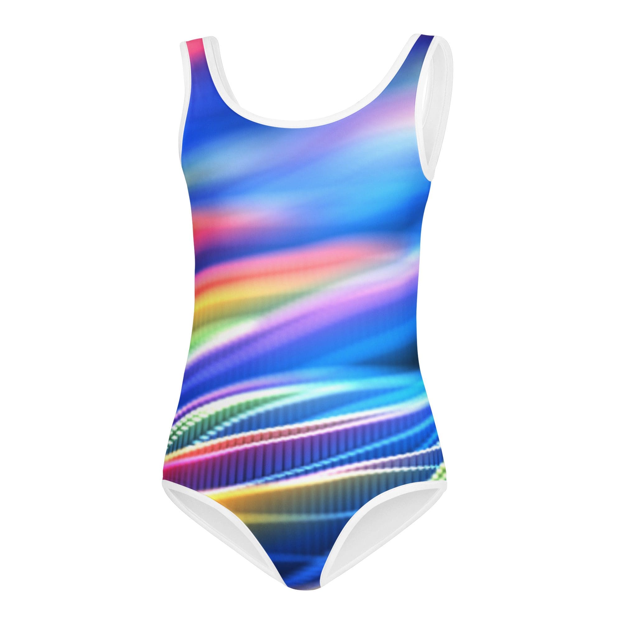 Colorful abstract design on a swimsuit.