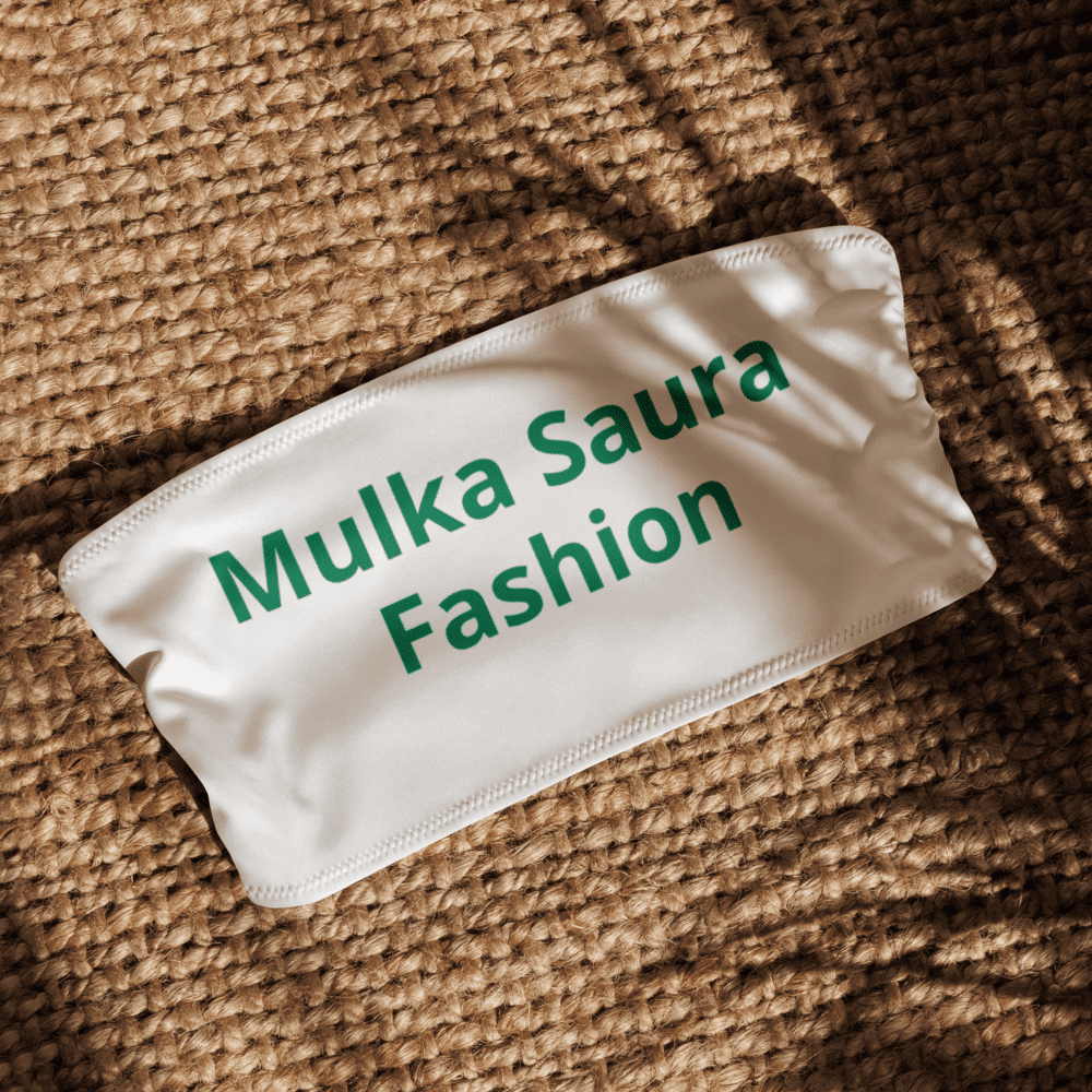 White fabric with "Mulka Saura Fashion" text.