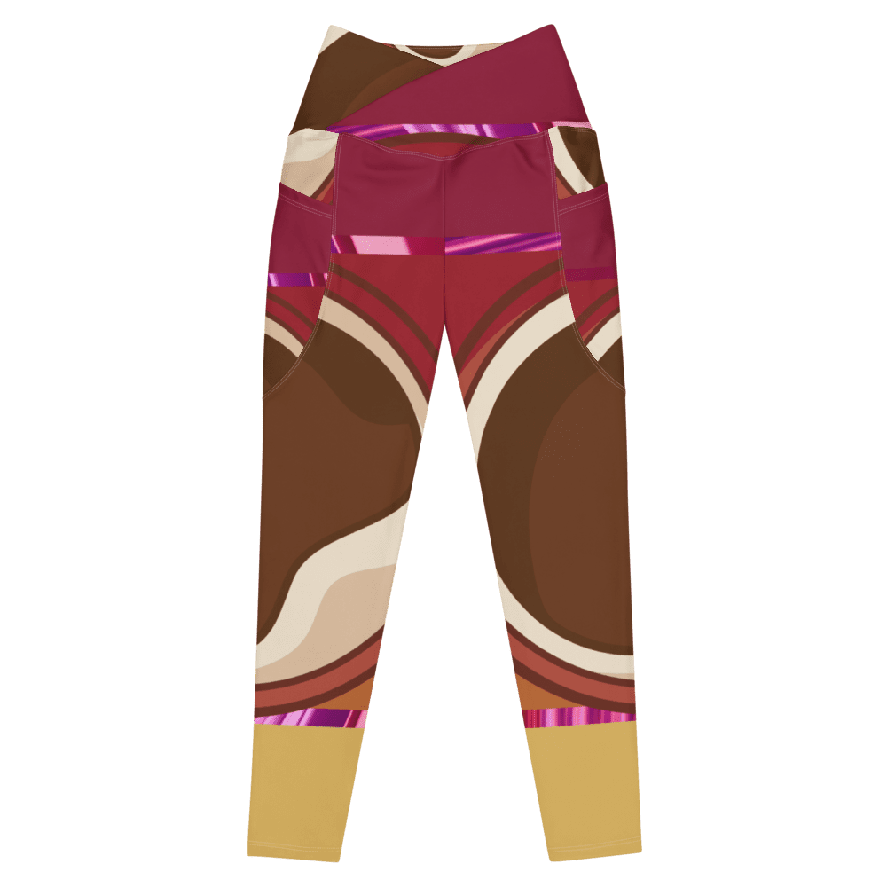Brown and magenta abstract swirl leggings