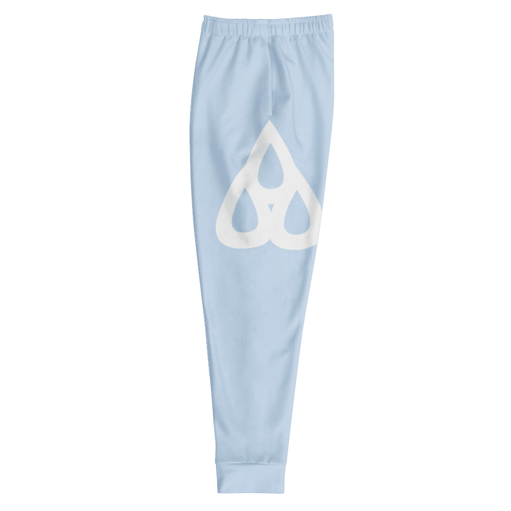 Light blue sweatpants with heart design.