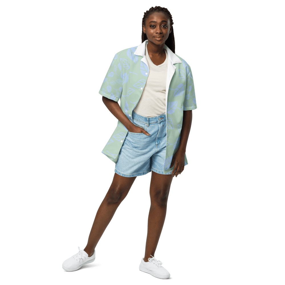 Woman in casual summer outfit, black background.