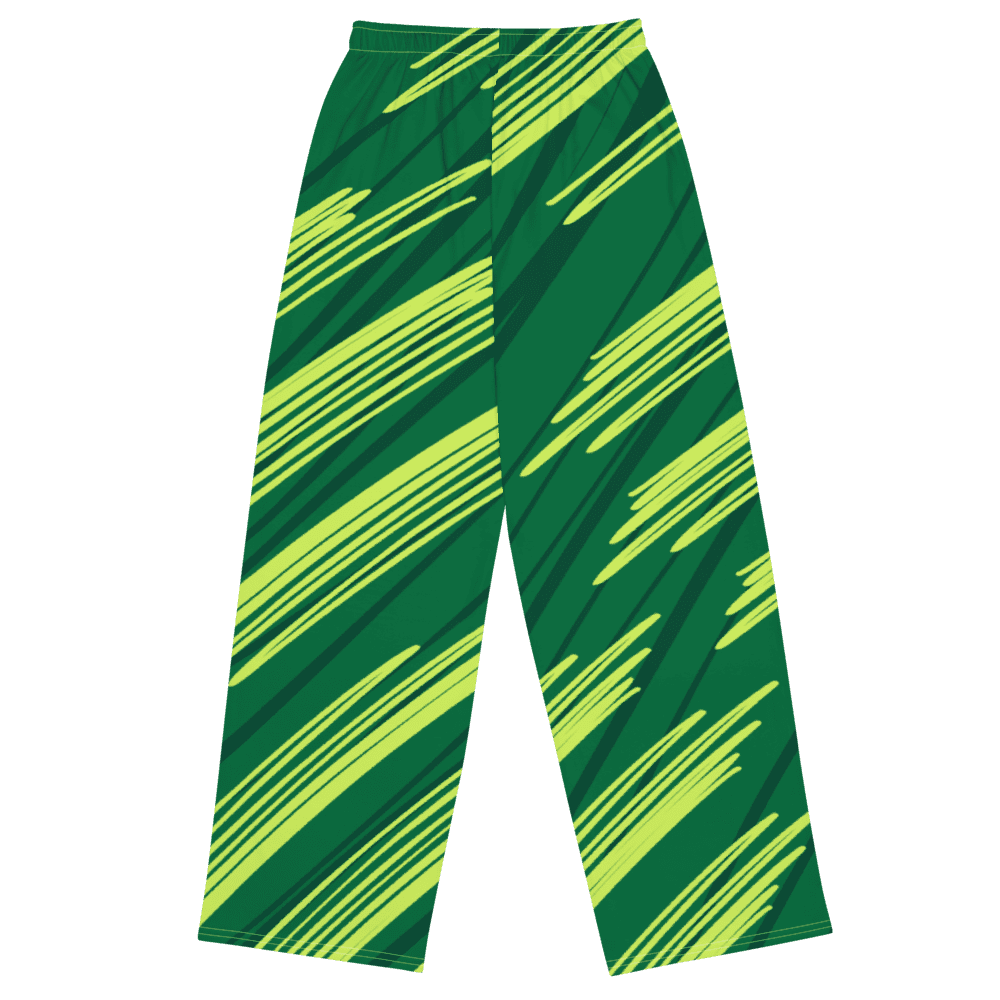 Green and yellow striped pants design.