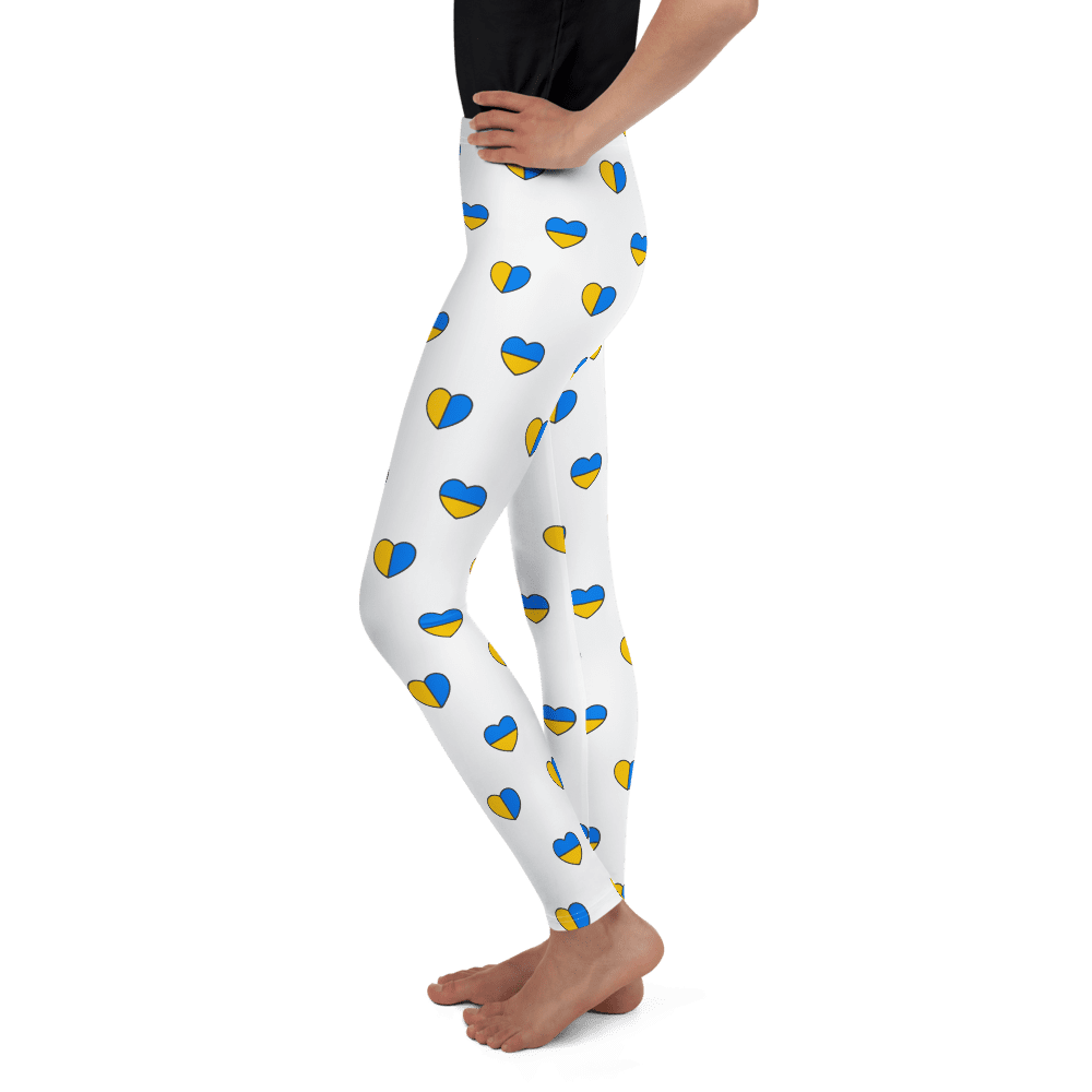 Leggings with Ukraine flag heart pattern.