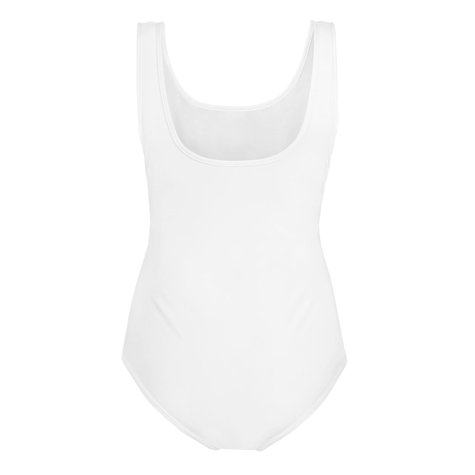 White one-piece swimsuit on white background.
