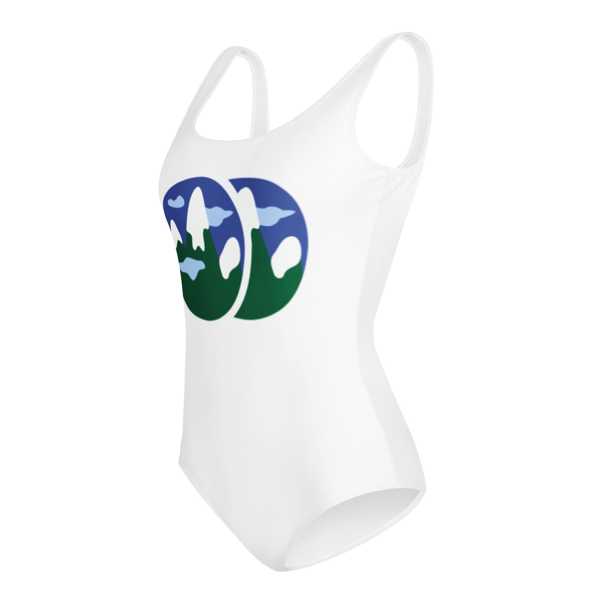 White swimsuit with abstract nature design.