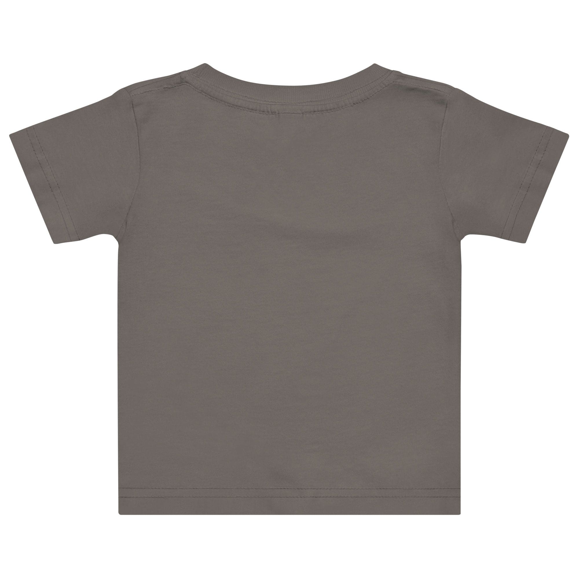 Back view of plain gray t-shirt.