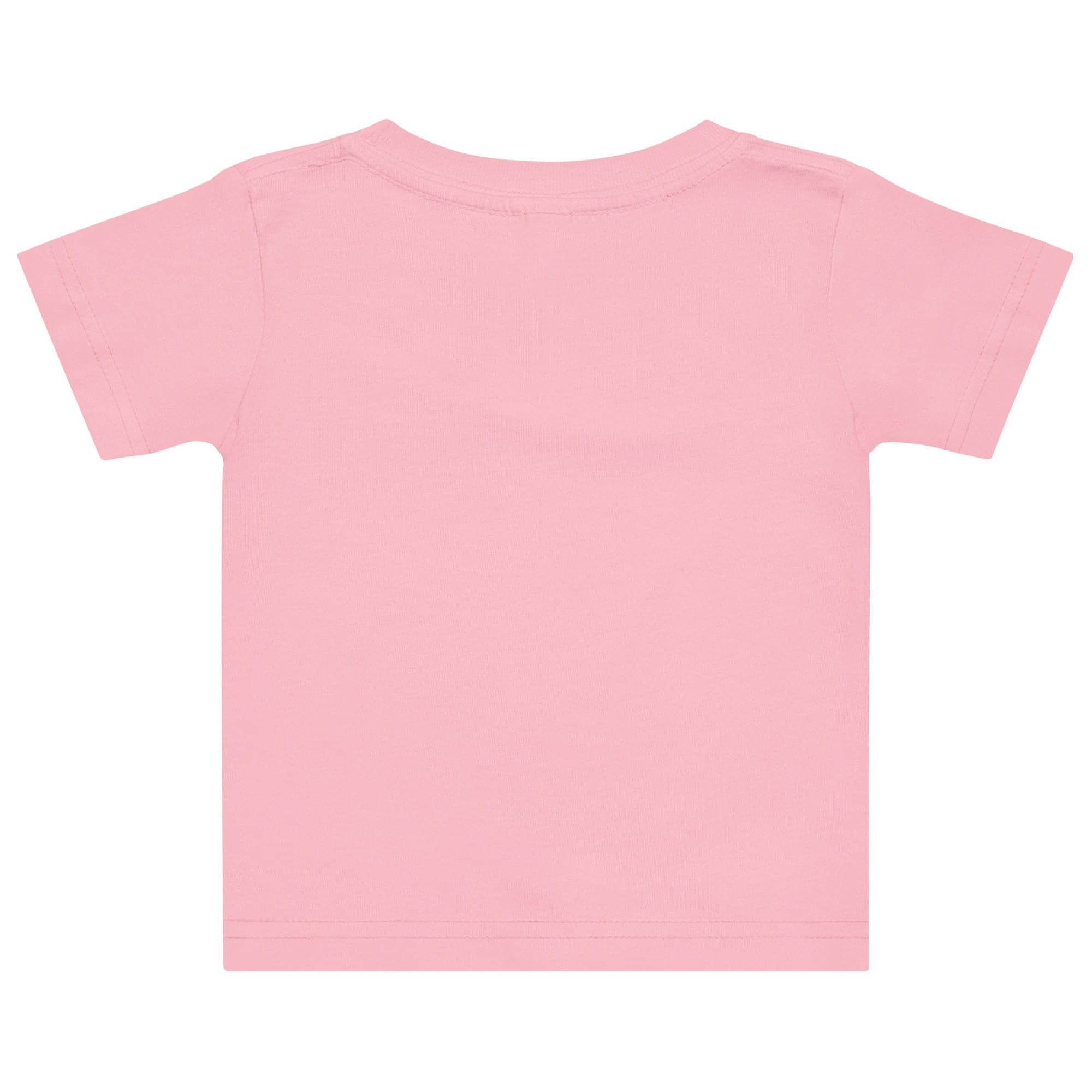 Back view of a pink baby t-shirt.