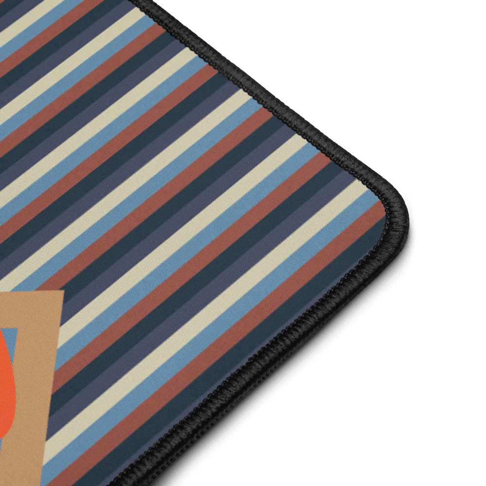 Striped fabric with black border edge.