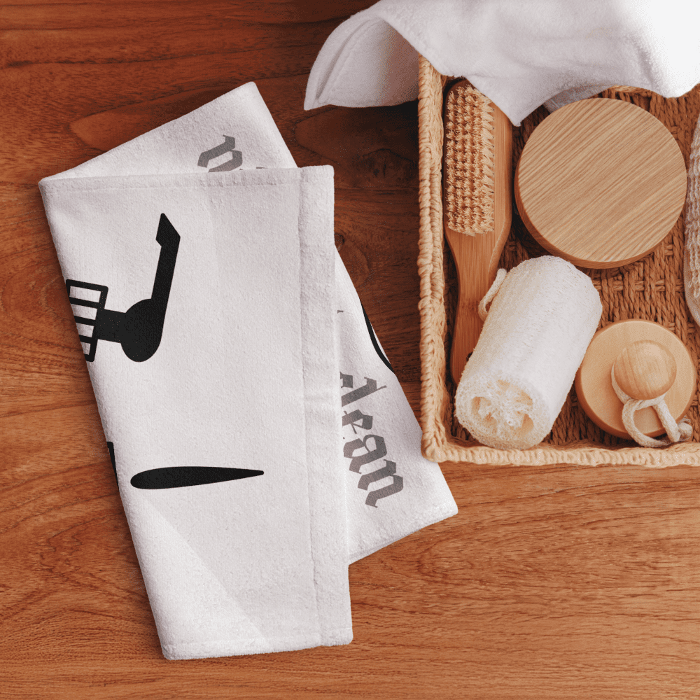 Bathroom accessories in a woven basket display.