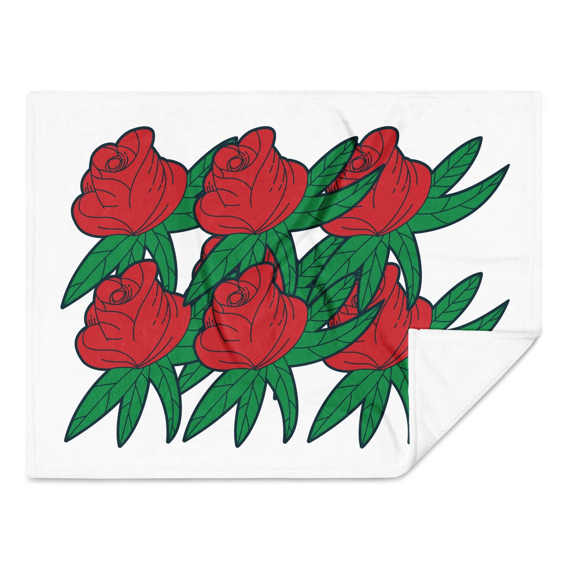 Red roses with green leaves pattern.