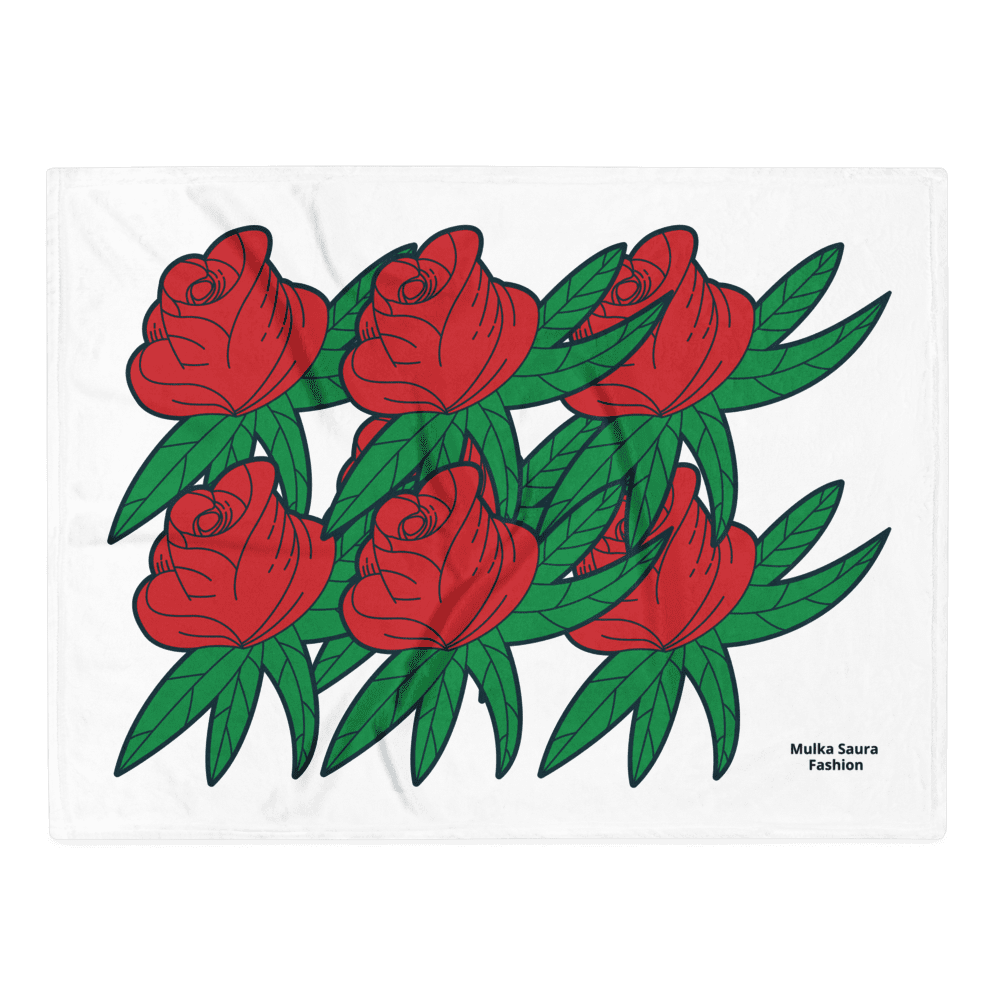 Red roses with green leaves illustration.