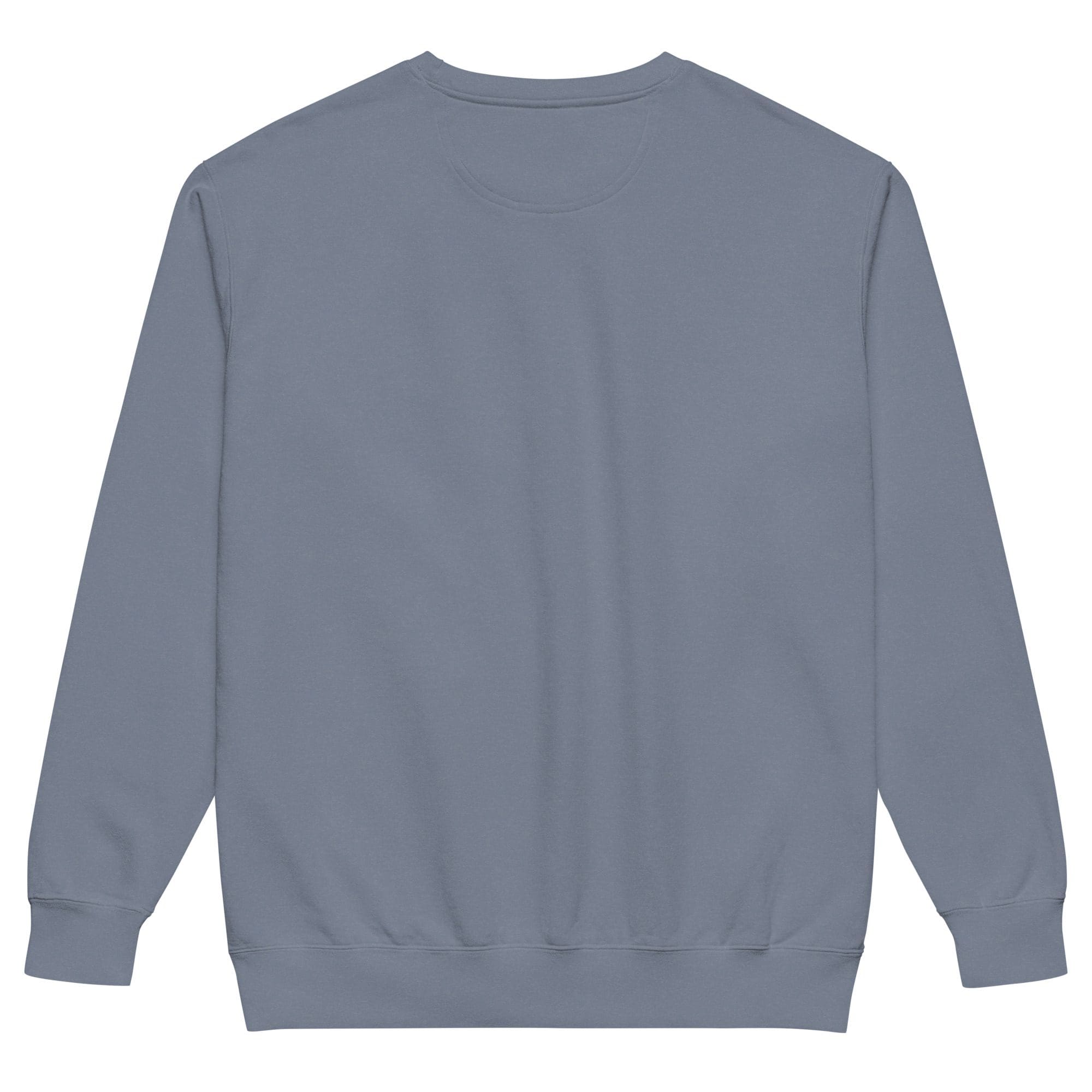 Slate blue crewneck sweatshirt back view