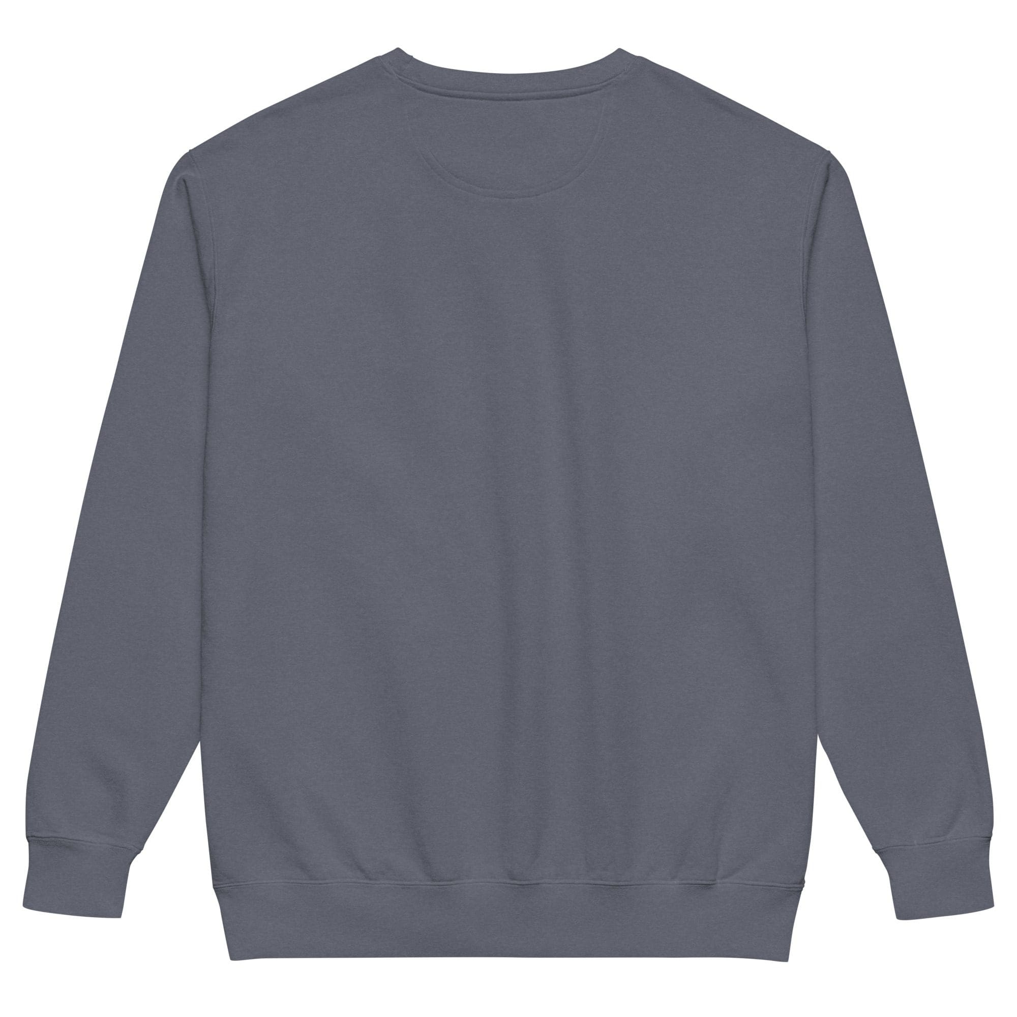 Gray sweatshirt back view on white background.