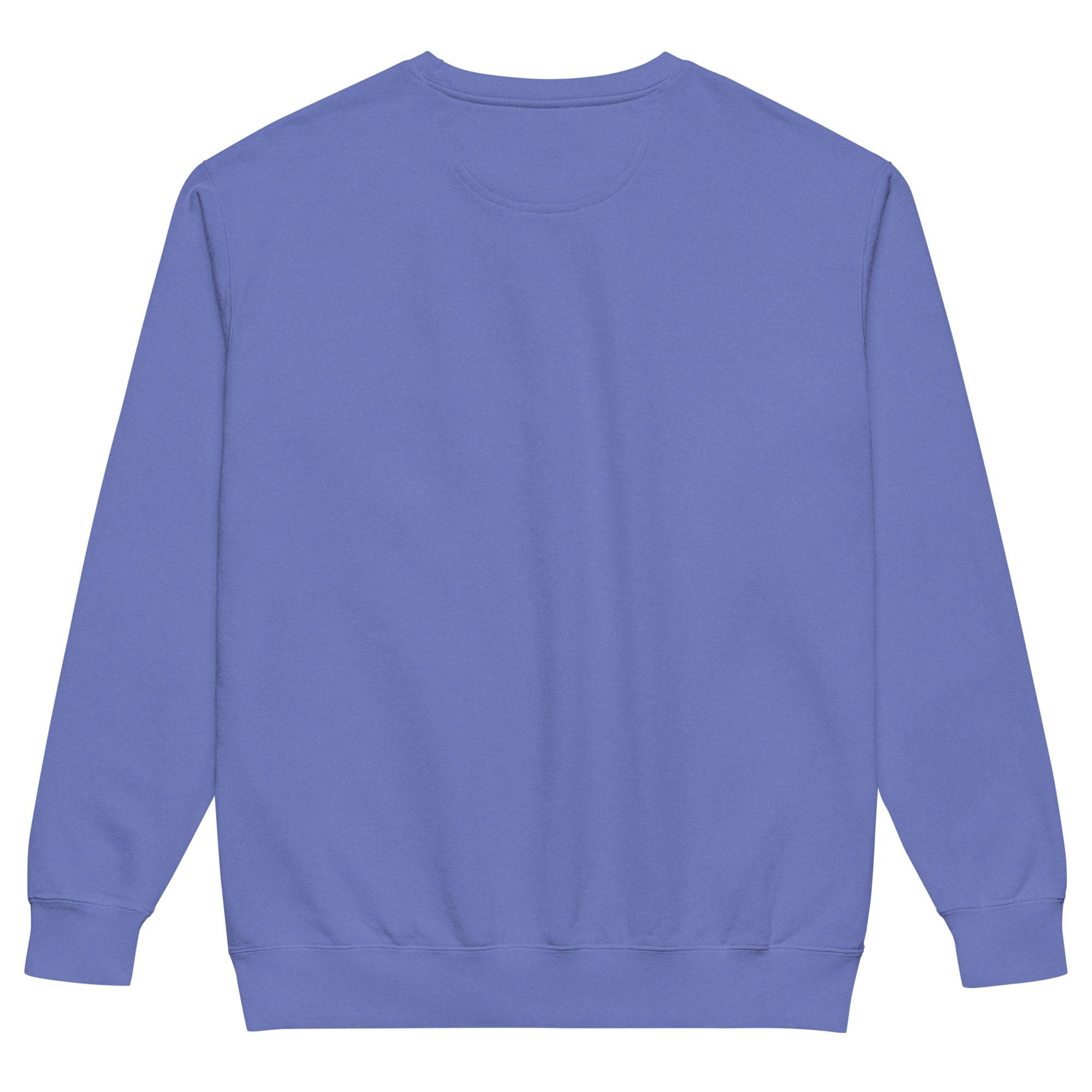 Purple sweatshirt, back view, isolated on white.