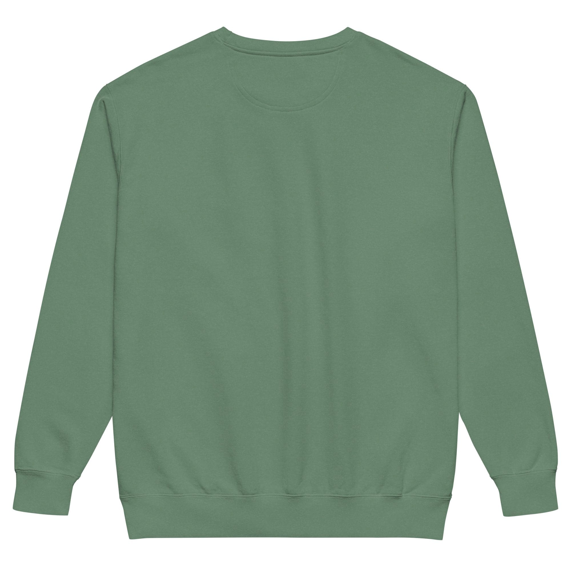 Back view of sage green crewneck sweatshirt
