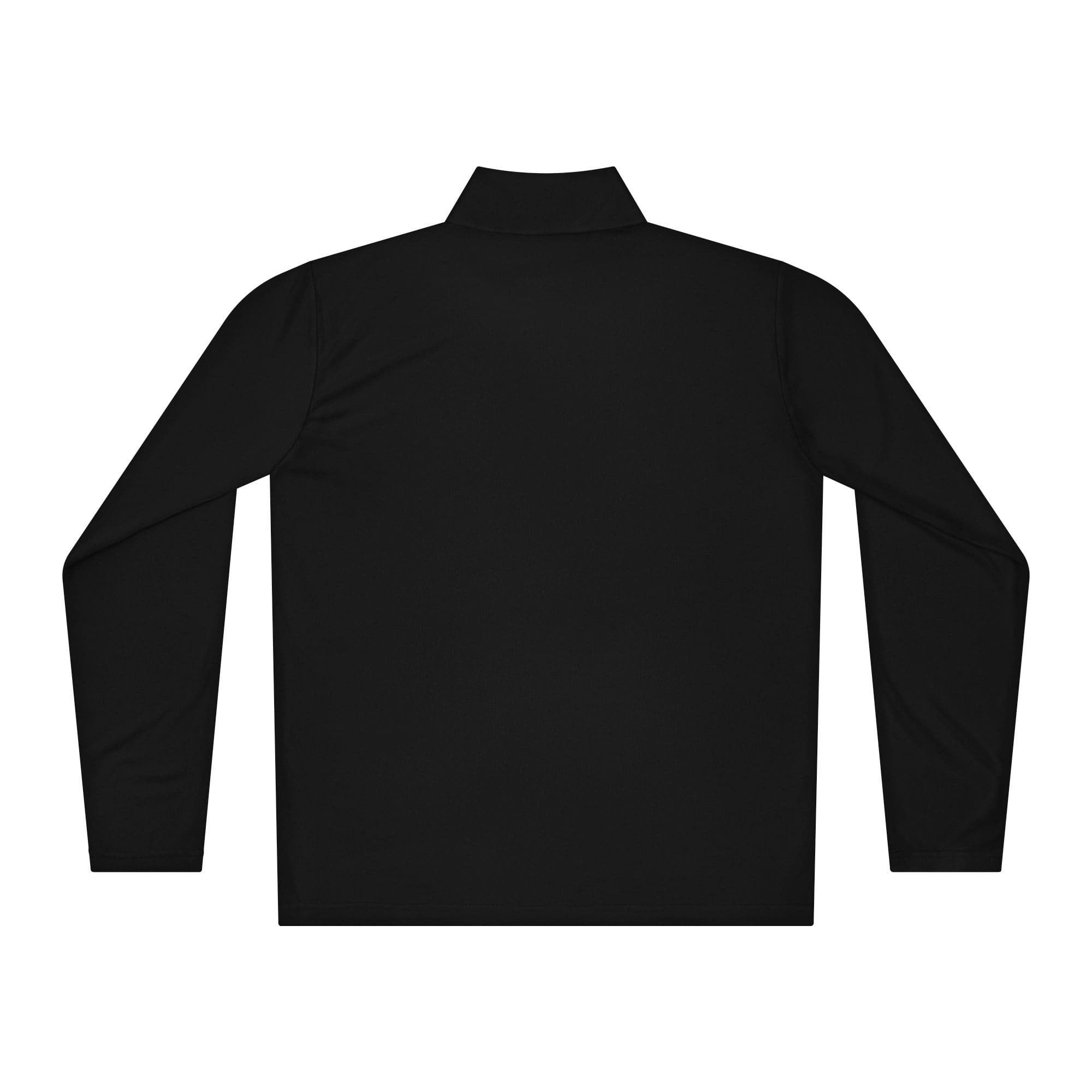 Black long-sleeve shirt, back view.