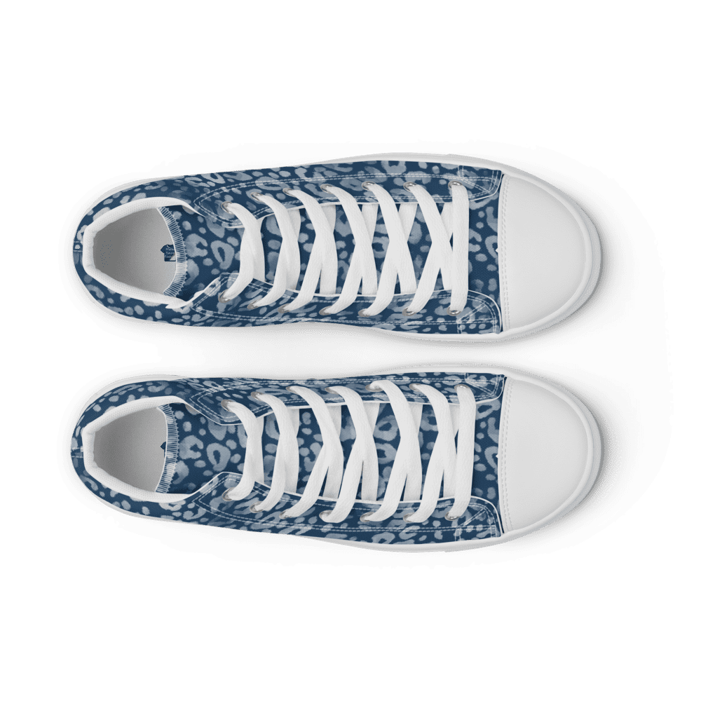 Pair of blue leopard-print high-top sneakers