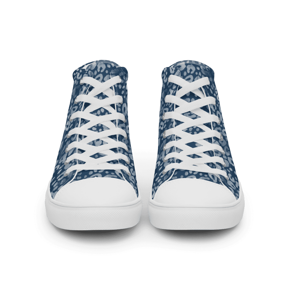 Pair of blue leopard-print high-top sneakers