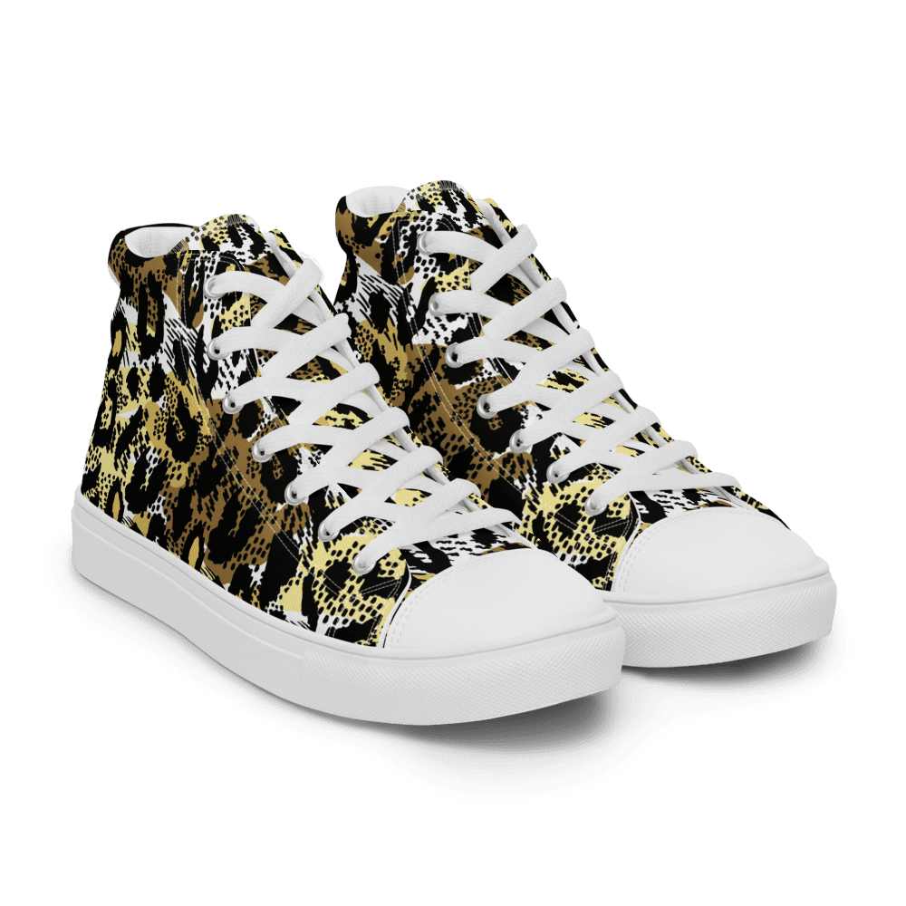 Pair of gold snakeskin pattern high-top sneakers
