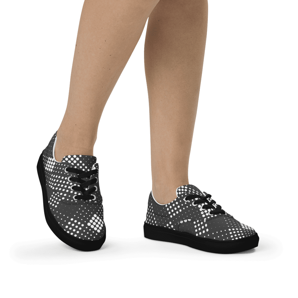 Black sneakers with white polka dots