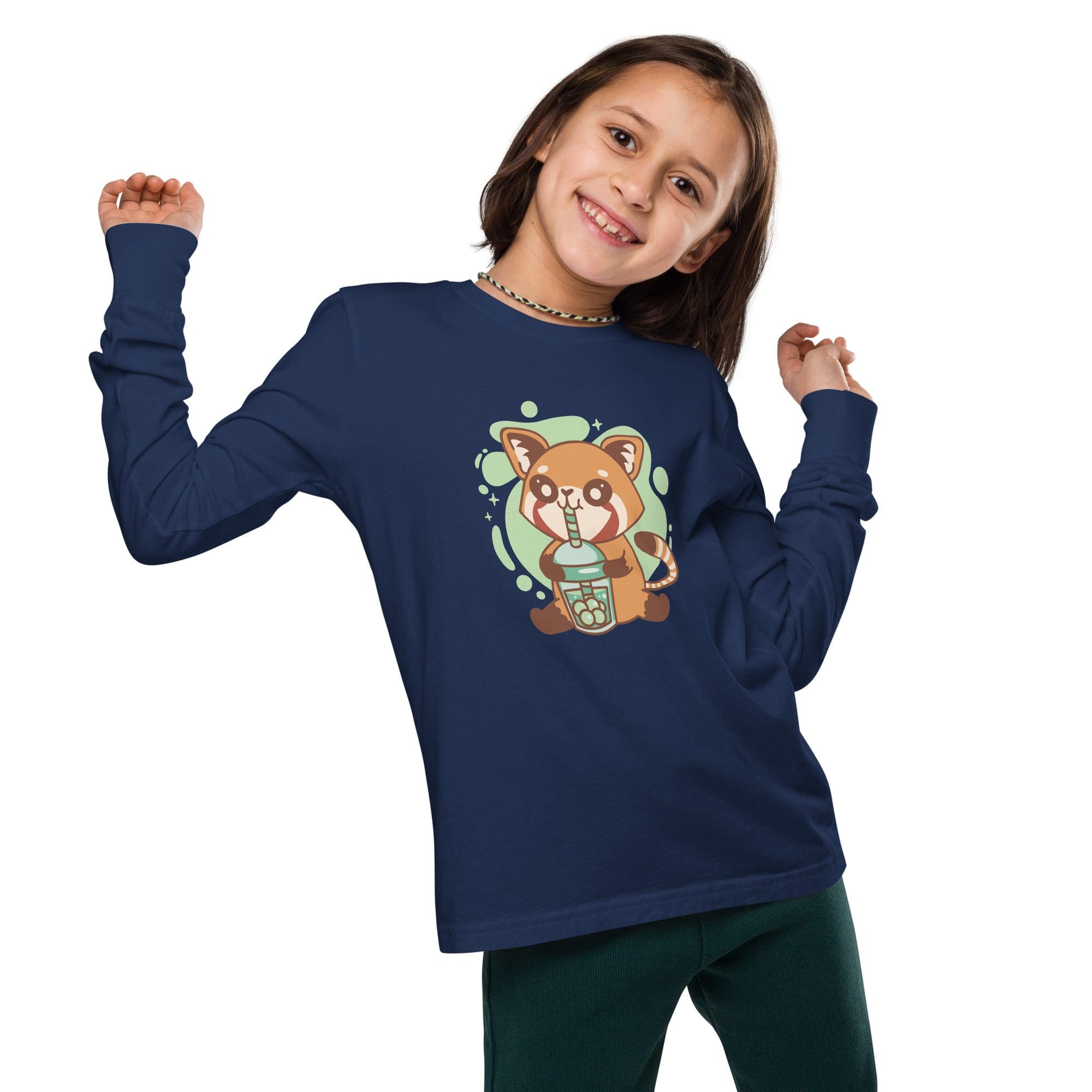 Child wearing fox shirt, smiling and posing.