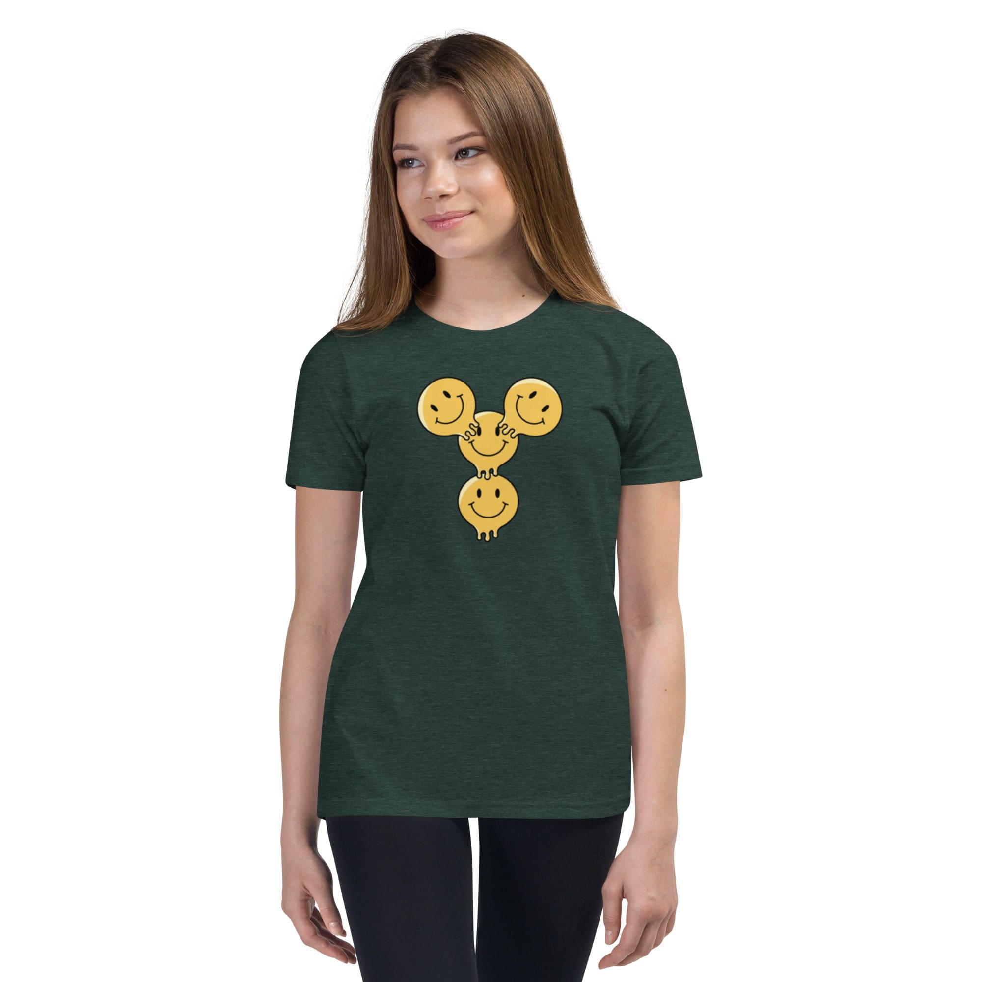 Woman in green t-shirt with yellow smileys