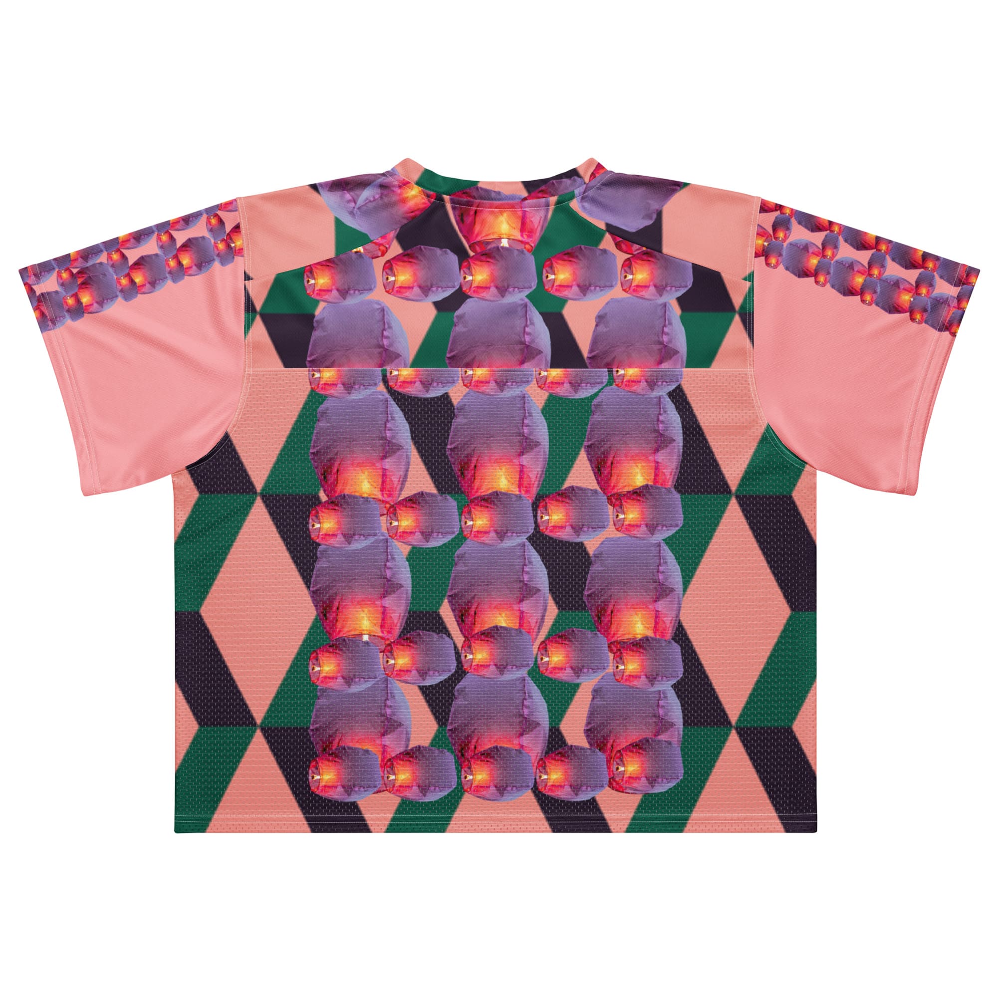Abstract pink tee with repeating bear pattern