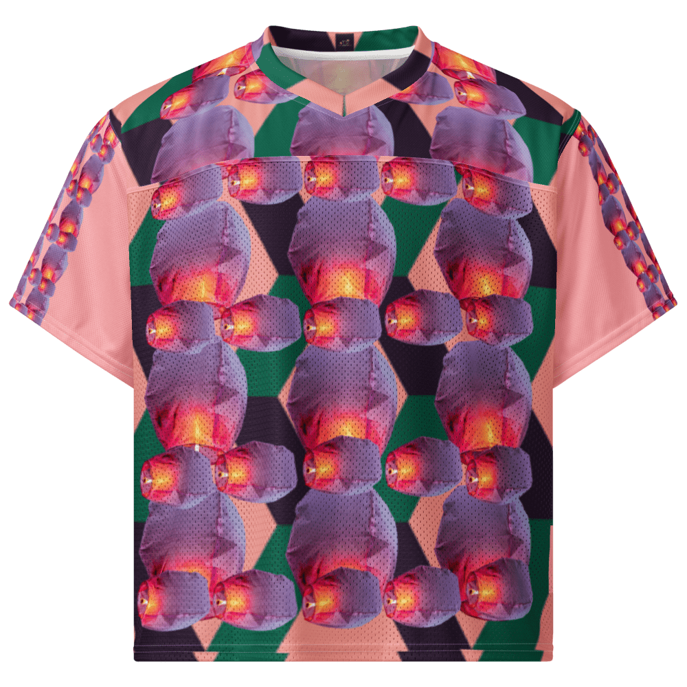 Colorful abstract floral patterned short-sleeve jersey