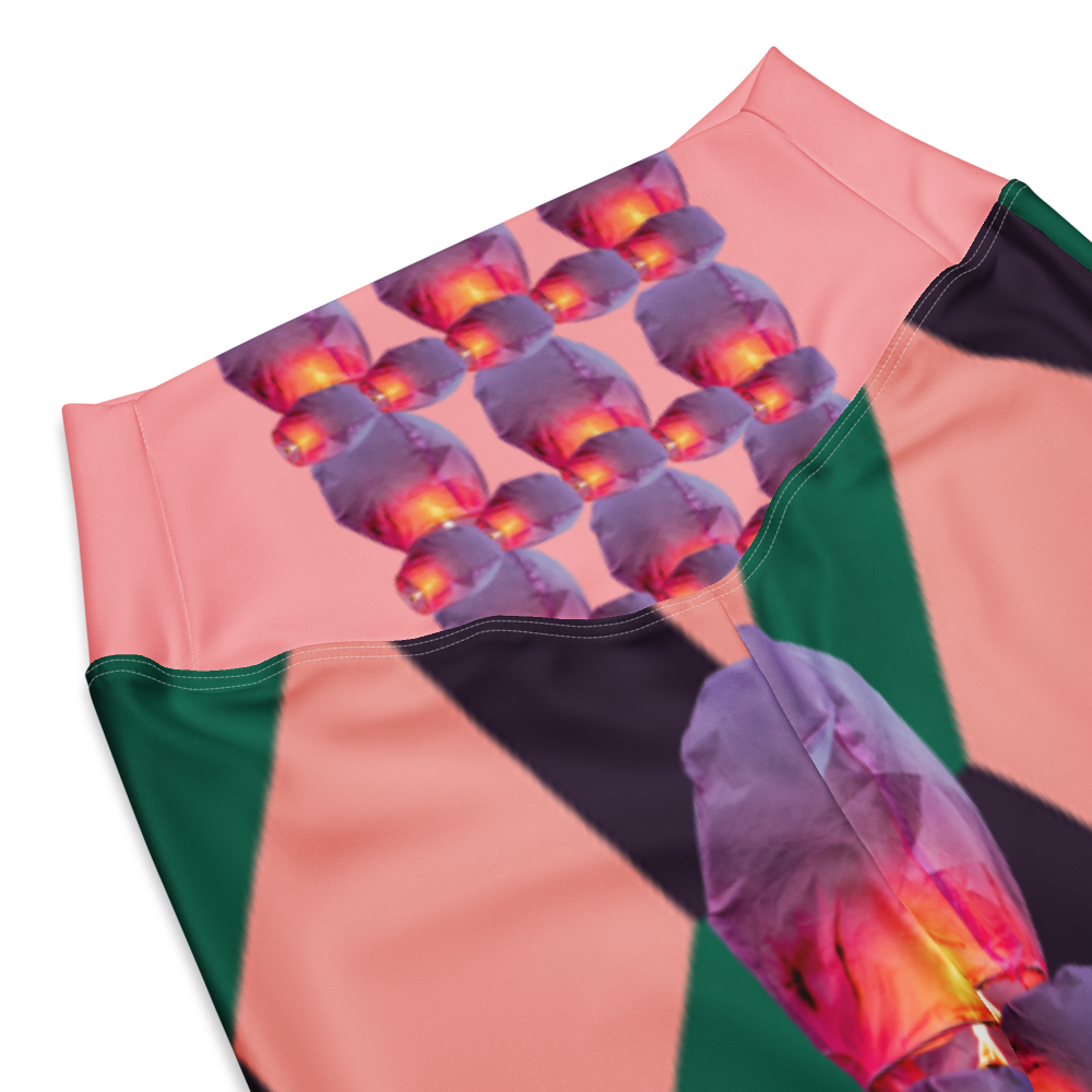 High-waisted leggings with abstract floral print