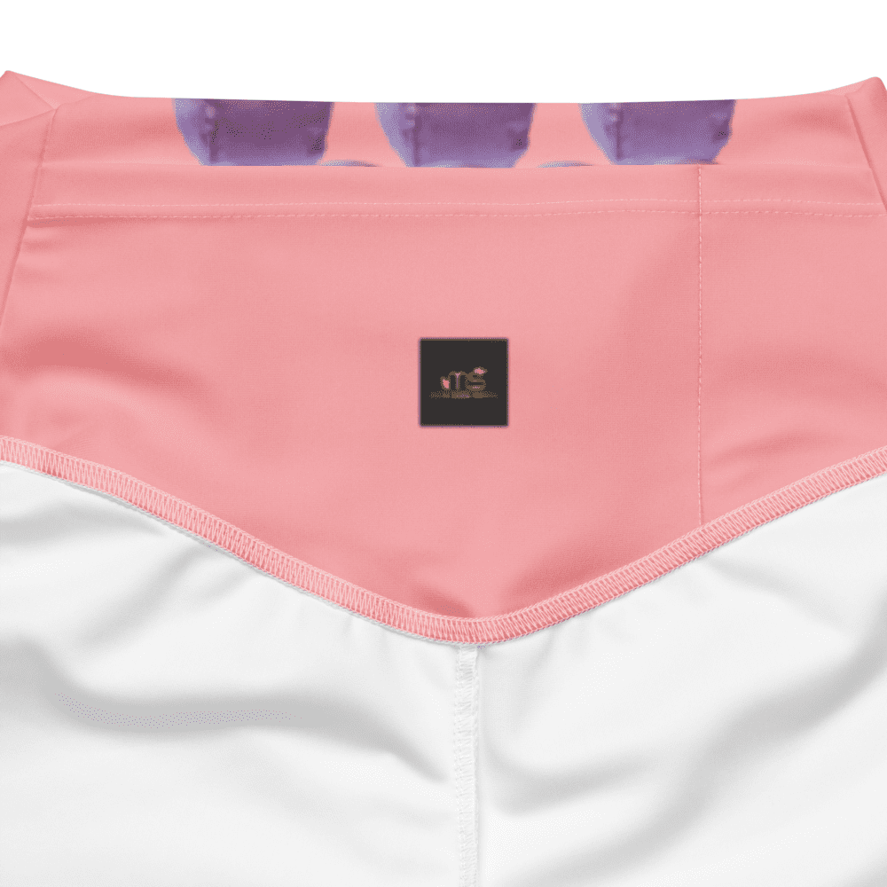 Pink and white colorblock leggings with logo