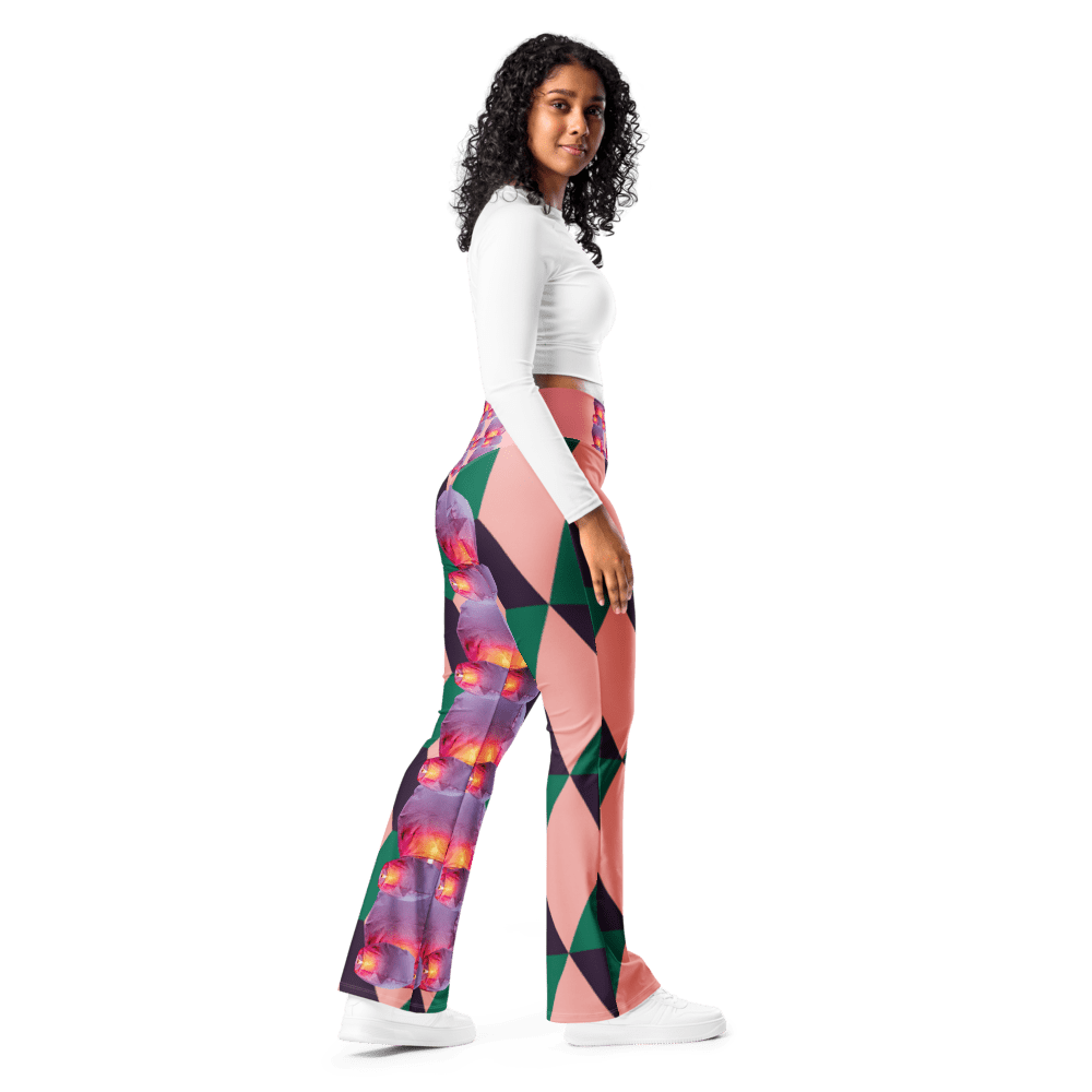 Woman in colorful patterned pants and crop top