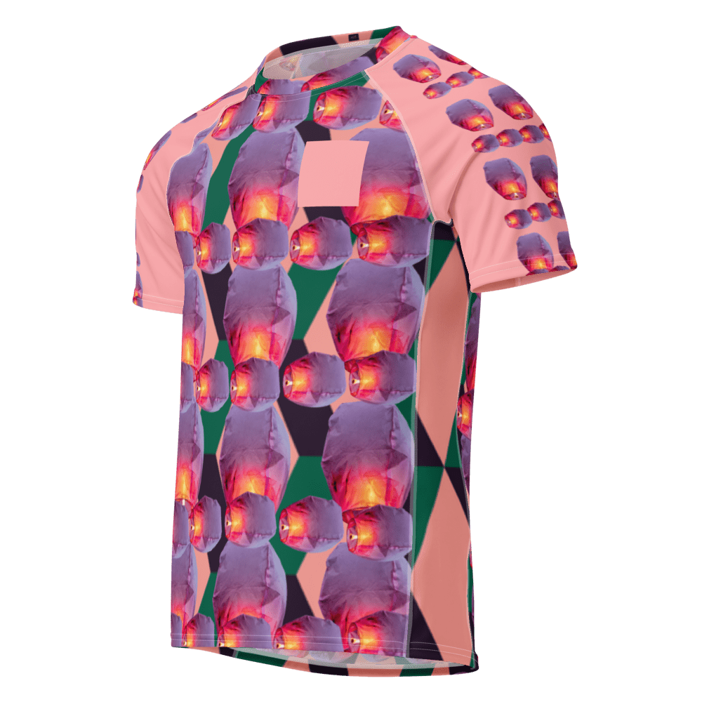 Geometric neon skull print sports jersey