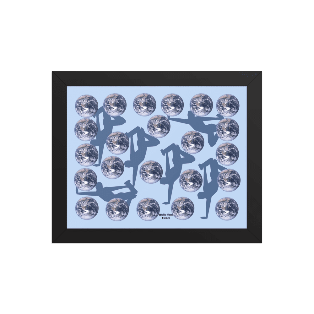 Framed Earth pattern with kicking silhouettes