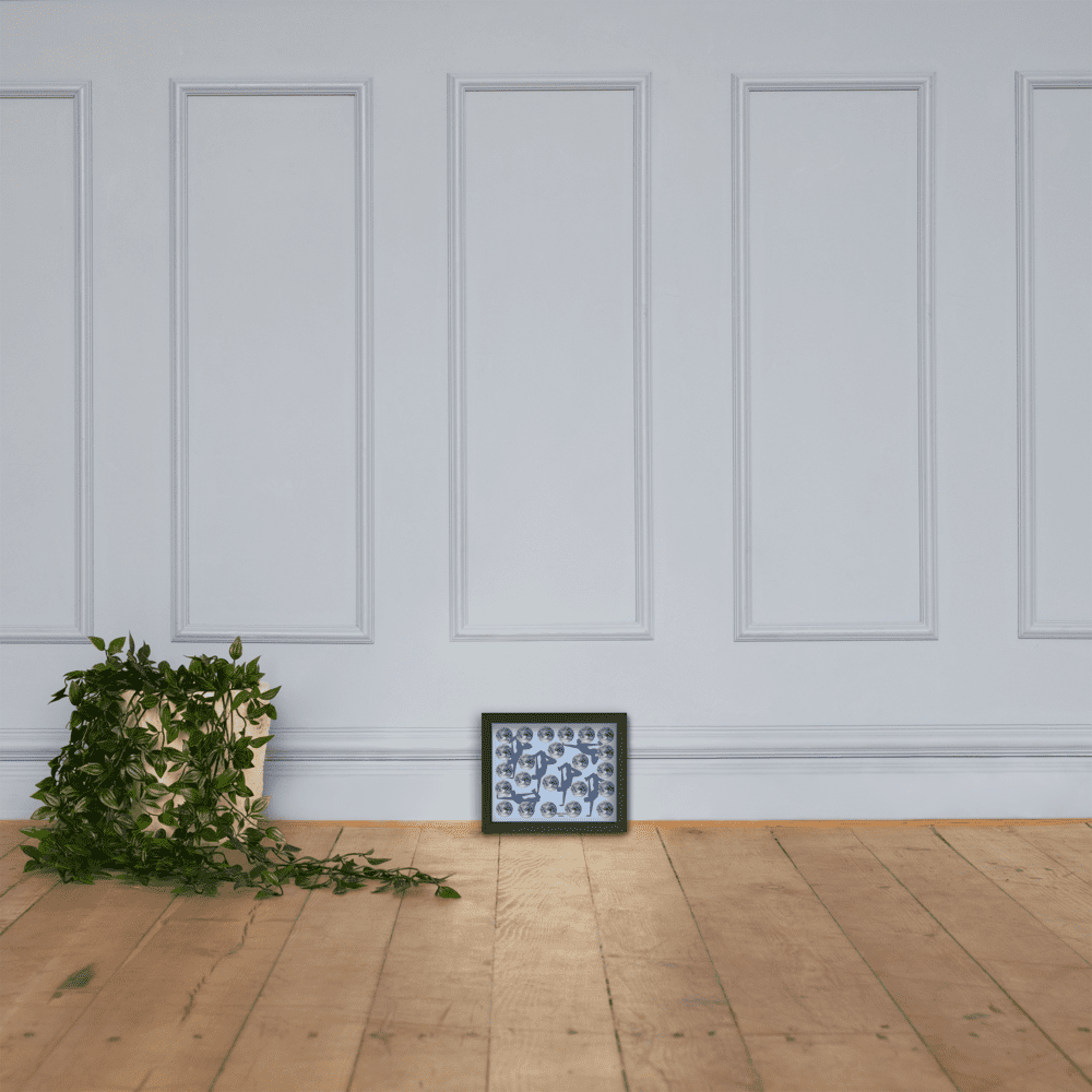 Minimal interior with potted vine and framed art