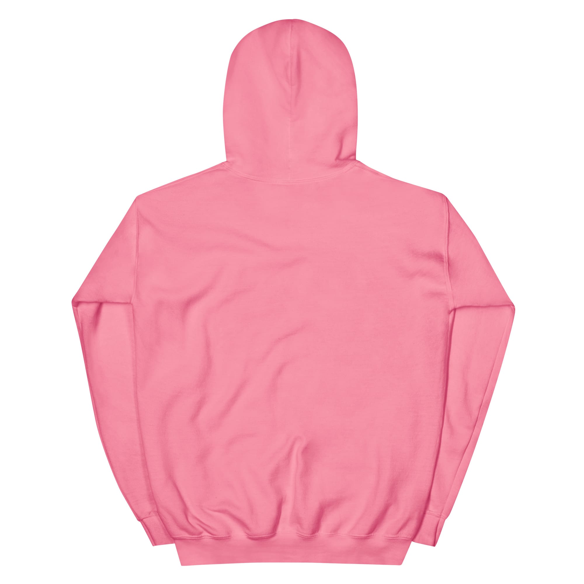 Pink hoodie back view on white background