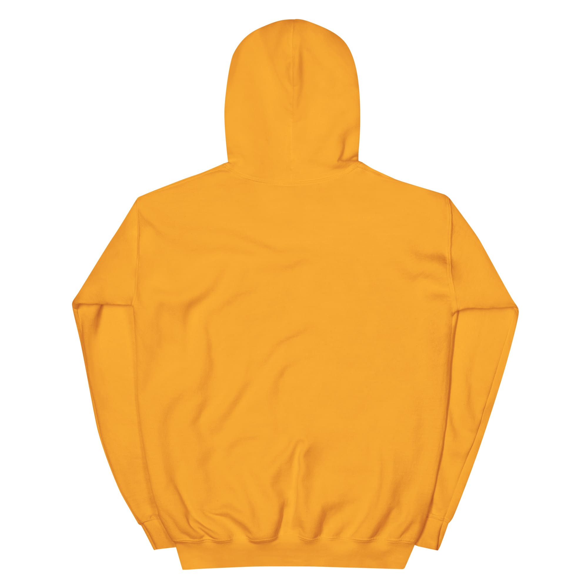 Yellow hoodie flat lay, back view