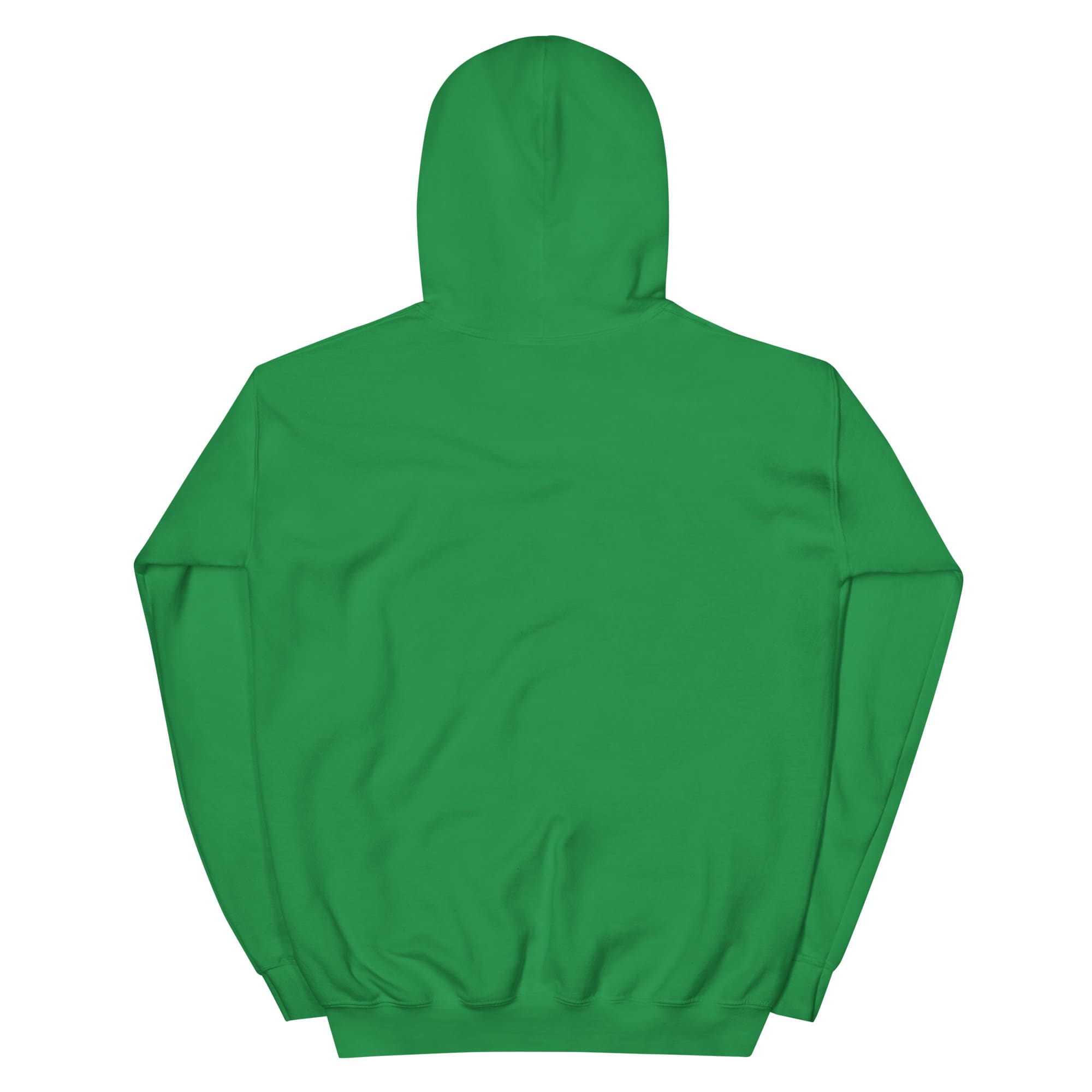 Plain green hoodie, back view