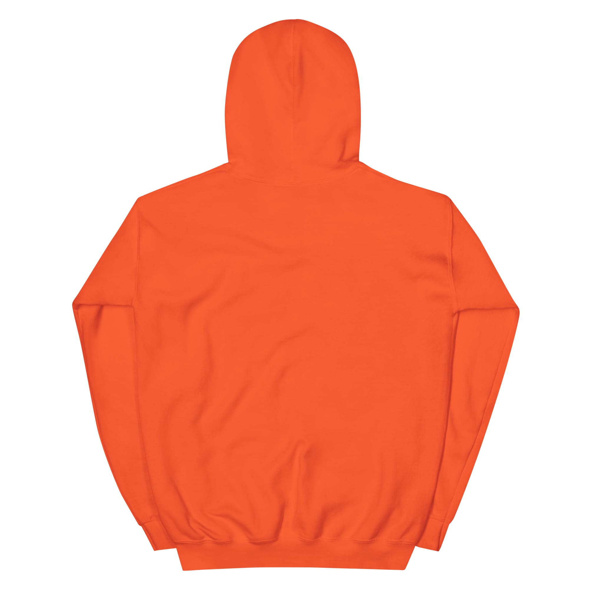 Back view of bright orange hoodie