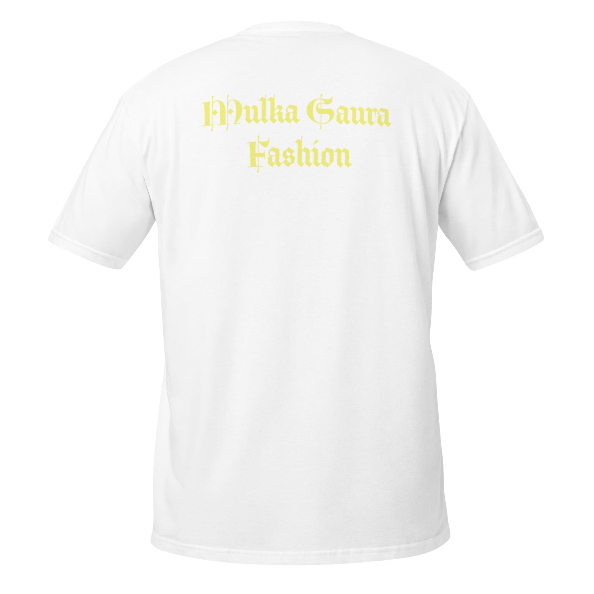 White t-shirt with "Phyllia Gaura Fashion" text