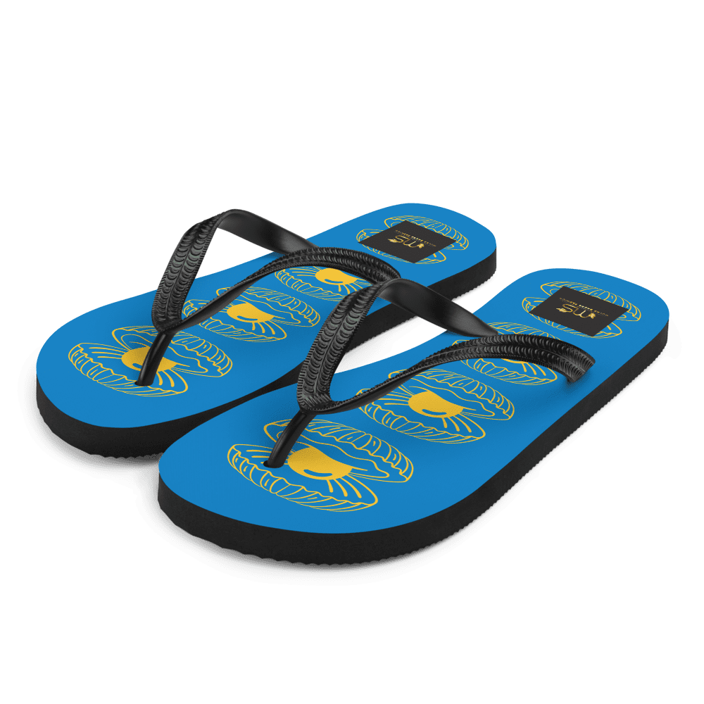 Blue Pearl Shell Flip-Flops: Comfortable Summer Beach Sandals - Image 4