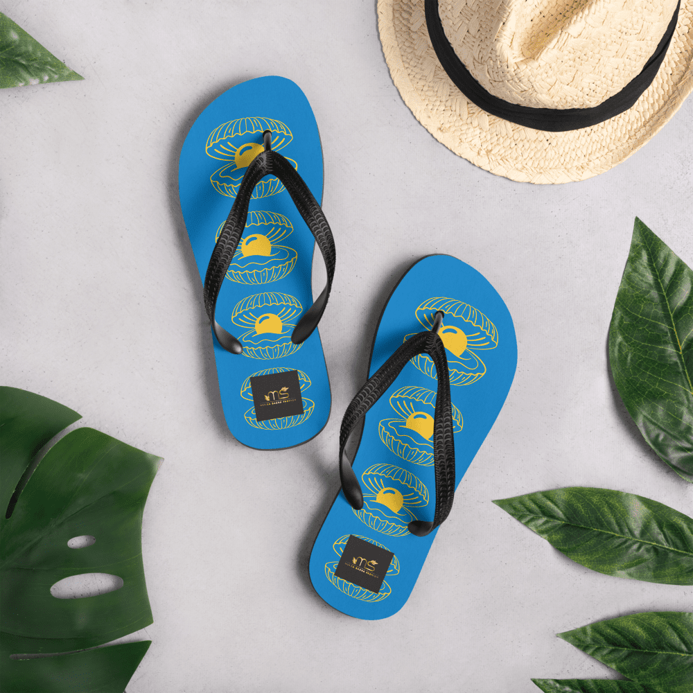 Blue Pearl Shell Flip-Flops: Comfortable Summer Beach Sandals - Image 8